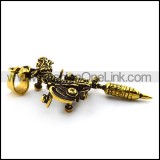 Antique Gold Stainless Steel Flying Dragon Tattoo Gun Pendant p004760