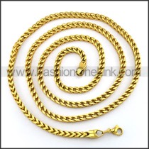Golden Interlocking Chain Plated Necklace n001210