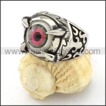 Stainless Steel Prong Setting Red Eye Ring r000538