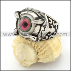 Stainless Steel Prong Setting Red Eye Ring r000538