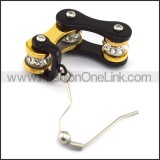 Black and Gold Biker Earrings    e001068