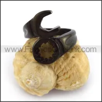Black Stainless Steel Screw Wrench Biker Ring r003670