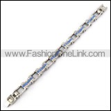 316L Stainless Steel Bike Chain Bracelet with Blue Rhinestones b006123