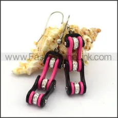 Black and Pink Biker Earrings    e001060