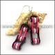 Black and Pink Biker Earrings    e001060