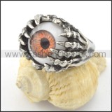 Stainless Steel Prong Setting Eyes Ring r001198
