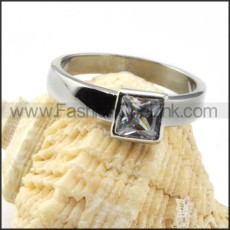 Stainless Steel Classic Square Zircon Ring r000024