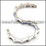 316L Stainless Steel Bike Chain Bracelet with Blue Rhinestones b006123