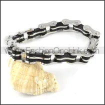 Black and Silver Stainless Steel Biker Bracelet b000609