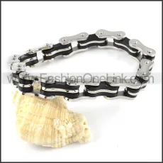 Black and Silver Stainless Steel Biker Bracelet b000609