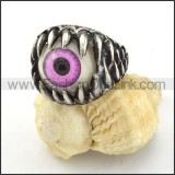 Stainless Steel  Purple Eye Ring r000535