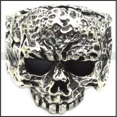 rough ugly 925 sterling silver skull ring for bikers r006048