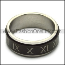 black roman numbers band spinner ring r005389