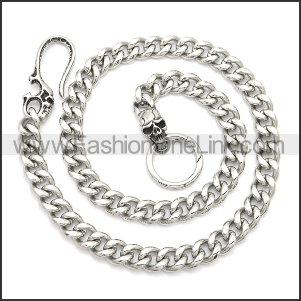 Stainless Steel Jean Chain w Skull Clasp for Mens y000061S