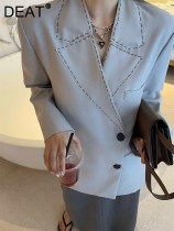 DEAT Fashion Women's Blazer Loose Open Wire Dickie Single Breasted Straight Solid Color Suit Jackets Summer 2024 New 17A9314
