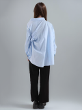 DEAT Fashion Women's Shirt Diagonal Shoulder Irregular Cut Single Breasted Lace-up Loose Blouse Summer 2024 New Tide CPDB112