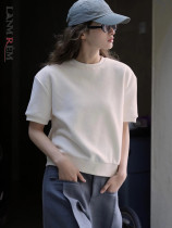 LANMREM Loose T-shirt For Women Round Neck Short Sleeves Solid Color Top Female Casual Clothing 2024 Summer New 2DA4129