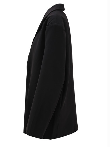 [EAM] Women Black Brief Single Button Big Size Casual Blazer New Lapel Long Sleeve Jacket Fashion Spring Autumn 2024  CPG1638