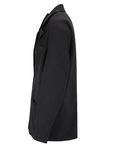 [EAM] Women Black Double Layers Irregular Big Size Blazer New Lapel Long Sleeve Jacket Fashion Tide Spring Autumn 2024 CPG0593