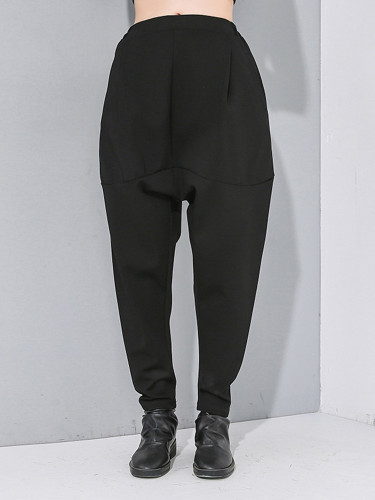 [EAM] High Elastic Waist Black Leisure Long Harem Trousers New Loose Fit Pants Women Fashion Tide Spring Autumn 2024 1N479