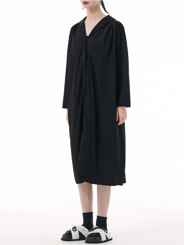 [EAM] Loose Fit White Pleated Big Size Long Thin Jacket New V-neck Long Sleeve Women Coat Fashion Spring Autumn 2024 1DH1196