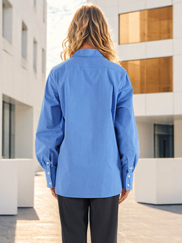 DEAT Fashion Women's Remove Double-layer Collar Shirt Loose Single Breasted Long Sleeve Side Spilt Bouse Autumn 2024 New CPDB291