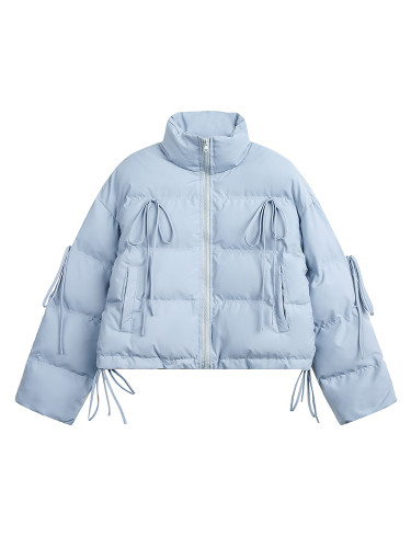 DEAT Fashion Women's Cotton-padded Coat Turtleneck Loose Zipper Long Sleeves Gray Short Quilted Jacket Winter 2024 New CPG2236