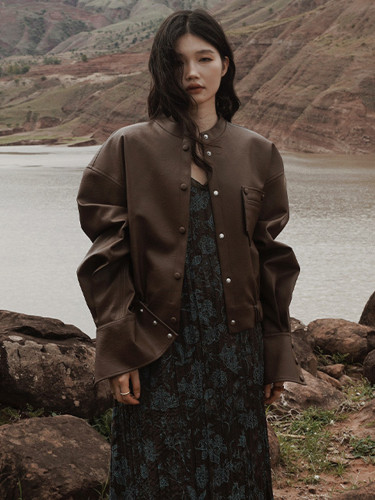 DEAT Fashion Women's PU Leather Jacket Lapel Loose Single Breasted Long Sleeve Short Leather Coat Autumn 2024 New Tide 7AB5231
