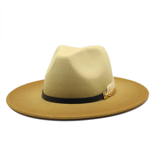 {EAM} Spray-painted tinted wool top hat couples European and American flat brim jazz hat felt hat DLZ63