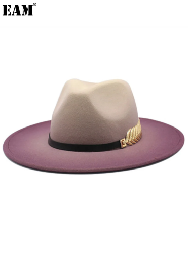 {EAM} Spray-painted tinted wool top hat couples European and American flat brim jazz hat felt hat DLZ63
