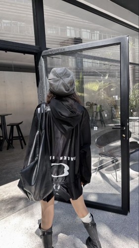 {EAM} High version of Paris b runway ski series long sleeve loose OS version of men and women with hooded hoodie DLZ79