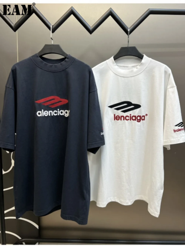 {EAM} High version Paris b House 23ss3B letter embroidery loose version of short sleeve T-shirt for men and women DLZ80