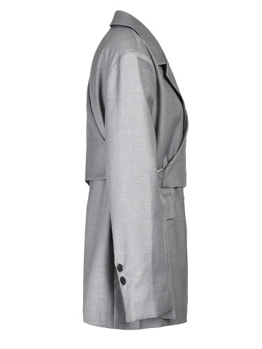 [EAM] Women Gray Irregular Big Size Casual Blazer New Lapel Long Sleeve Loose Fit Jacket Fashion Spring Autumn 2024 17A535902