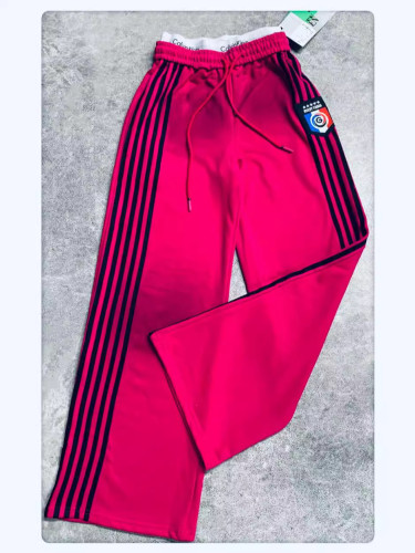 {EAM} European mopping underpants women 2024 autumn new design sense double pants tie dye side stripe sports wide leg pants DLZ169