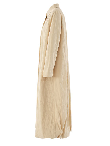 [EAM] Women Khaki Big Size Bud Long Elegant Plain Shirt Dress New Lapel Long Sleeve Fashion Tide Spring Autumn 2024 CPDB267