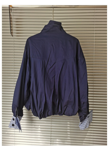 {EAM} New reversible cotton vintage contrasting plaid jacket design feel autumn jacket jacket DLZ177