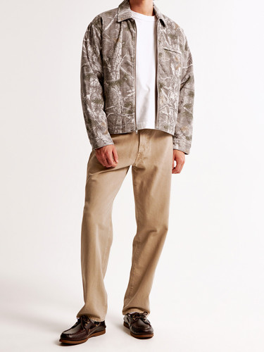 {EAM}  Printed loose jacket Europe and the United States cross-border 2024 autumn new street trend lapel zipper coat DLZ191