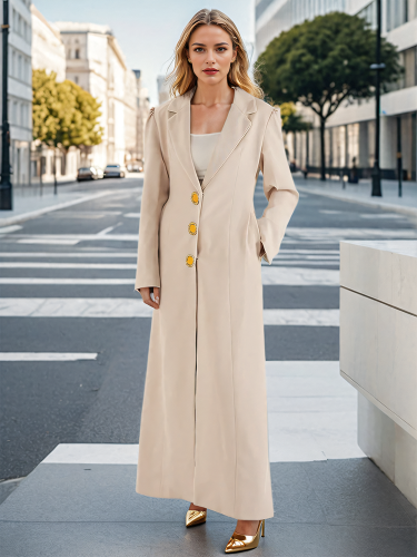 DEAT Fashion Women's Long Blazer Lapel High Waist Big Single Breasted Long Sleeves Suit Jackets Autumn 2024 New Tide CPDB275