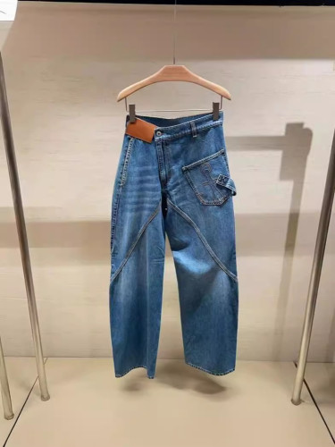 {EAM} Jeans 2024 new female Korean summer new straight pants leather standard pants men and women with the same fashion ins DLZ185