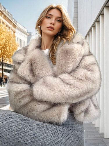 DEAT Fashion Women's Faux Fur Coat Lapel Loose Long Sleeve Thick Warm Imitating Fox Fur Short Coat Winter 2024 New Tide 7AB6034