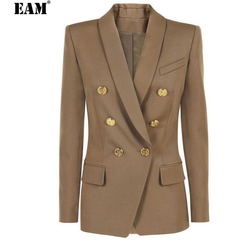{EAM}2024 Spring and Autumn New High-end Suit Classic Lapel Blazer Commuter Long Sleeve Slim Temperament Versatile Blazers for WomenDLZ1112