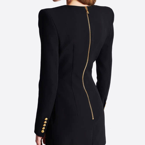 {EAM}Autumn and winter Europe and the United States new fashion V-neck slimming three-button long-sleeved suit dress jacket DLZ250