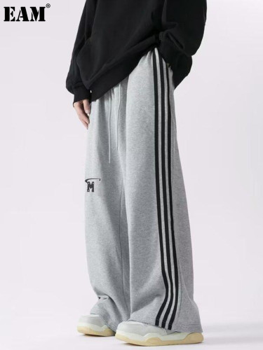 {EAM} Side zipper stripes Fashion retro three straight leg wash jeans Male plankton handsome pants design sense pants DLZ274