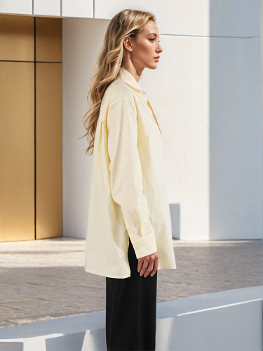 DEAT Fashion Women's Tie Shier Lapel Loose Irregular Single Breasted Long Sleeves Apricot Blouse Autumn 2024 New Tide CPDB331