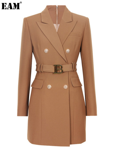 {EAM} Spring and autumn new fashion slim-fit belt long sleeve slim-fit temperament commuter suit dress suit coat DLZ283