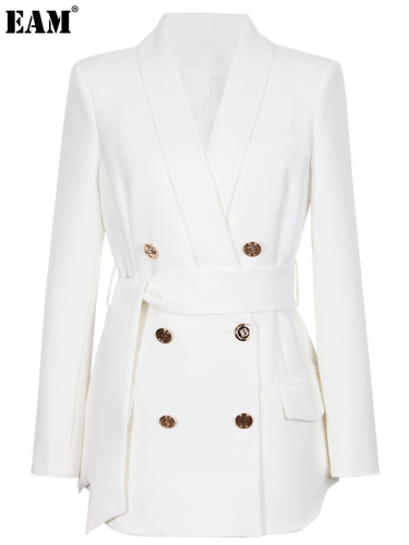 {EAM} Spring and autumn new Europe and the United States high-end women's green fruit collar suit women's suit jacket DLZ284