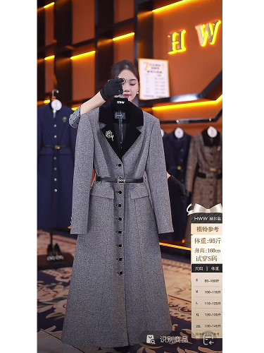 {EAM}European goods light luxury high sense small small fragrance wind gray coat DLZ292