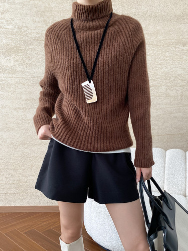 DEAT Fashion Women's Knitted Pullover Turtleneck Loose Solid Color Long Sleeves Pit Soft Sweater Autumn 2024 New Tide 7AB6159