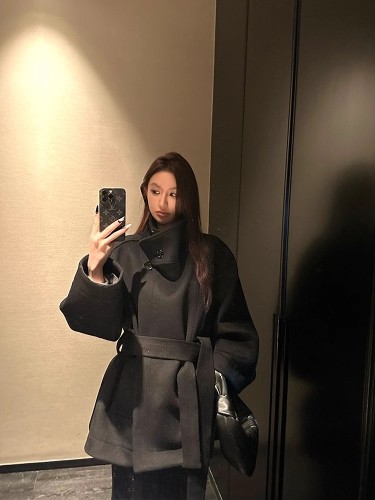 {EAM} Wool short silhouette woolen coat woolen coat women's winter new DLZ317