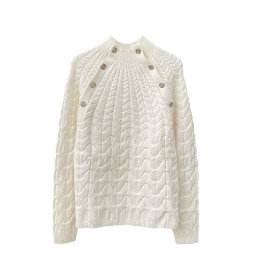 {EAM} 2024 Autumn and winter new French fashion stand collar white thread sweater sweater top female thick DLZ335